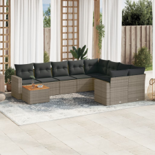 vidaXL 10 részes szürke polyrattan kerti ülőgarnitúra párnákkal kerti bútor