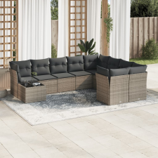 vidaXL 10 részes szürke polyrattan kerti ülőgarnitúra párnákkal kerti bútor