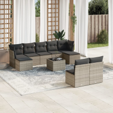 vidaXL 10 részes szürke polyrattan kerti ülőgarnitúra párnákkal kerti bútor