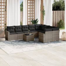 vidaXL 10 részes szürke polyrattan kerti ülőgarnitúra párnákkal kerti bútor