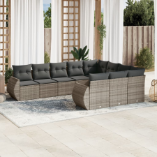 vidaXL 10 részes szürke polyrattan kerti ülőgarnitúra párnákkal kerti bútor