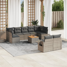 vidaXL 10 részes szürke polyrattan kerti ülőgarnitúra párnákkal kerti bútor