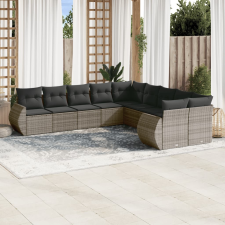 vidaXL 10 részes szürke polyrattan kerti ülőgarnitúra párnákkal kerti bútor