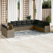 vidaXL 10 részes szürke polyrattan kerti ülőgarnitúra párnákkal kerti bútor