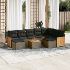 vidaXL 10 részes szürke polyrattan kerti ülőgarnitúra párnákkal kerti bútor