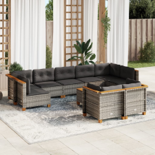 vidaXL 10 részes szürke polyrattan kerti ülőgarnitúra párnákkal kerti bútor