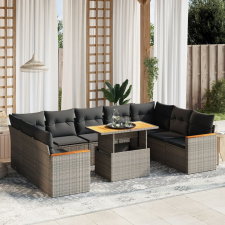 vidaXL 10 részes szürke polyrattan kerti ülőgarnitúra párnákkal kerti bútor