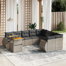 vidaXL 10 részes szürke polyrattan kerti ülőgarnitúra párnákkal kerti bútor