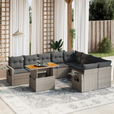 vidaXL 10 részes szürke polyrattan kerti ülőgarnitúra párnákkal kerti bútor