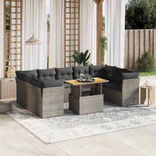 vidaXL 10 részes szürke polyrattan kerti ülőgarnitúra párnákkal kerti bútor