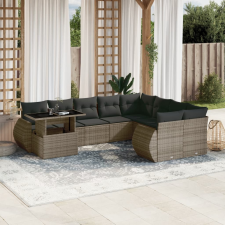 vidaXL 10 részes szürke polyrattan kerti ülőgarnitúra párnákkal kerti bútor