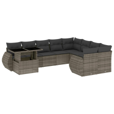 vidaXL 10 részes szürke polyrattan kerti ülőgarnitúra párnákkal kerti bútor