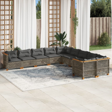 vidaXL 10 részes szürke polyrattan kerti ülőgarnitúra párnákkal kerti bútor