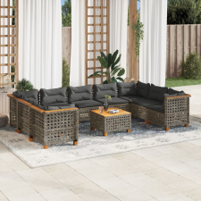 vidaXL 10 részes szürke polyrattan kerti ülőgarnitúra párnákkal kerti bútor