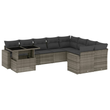 vidaXL 10 részes szürke polyrattan kerti ülőgarnitúra párnákkal kerti bútor