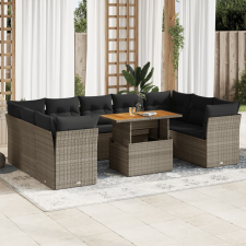 vidaXL 10 részes szürke polyrattan kerti ülőgarnitúra párnákkal kerti bútor