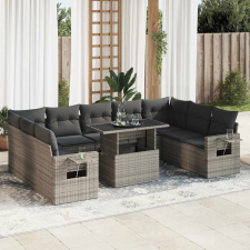 vidaXL 10 részes szürke polyrattan kerti ülőgarnitúra párnákkal kerti bútor