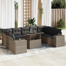 vidaXL 10 részes szürke polyrattan kerti ülőgarnitúra párnákkal kerti bútor