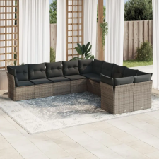 vidaXL 10 részes szürke polyrattan kerti ülőgarnitúra párnákkal kerti bútor