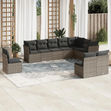 vidaXL 10 részes szürke polyrattan kerti ülőgarnitúra párnákkal kerti bútor