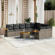 vidaXL 10 részes szürke polyrattan kerti ülőgarnitúra párnákkal kerti bútor