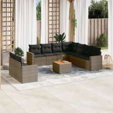 vidaXL 10 részes szürke polyrattan kerti ülőgarnitúra párnákkal kerti bútor