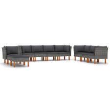 vidaXL 10 részes szürke polyrattan kerti ülőgarnitúra párnákkal (3059723) kerti bútor