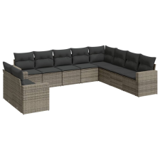 vidaXL 10 részes szürke polyrattan kerti ülőgarnitúra párnákkal (3219160) kerti bútor