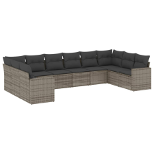 vidaXL 10 részes szürke polyrattan kerti ülőgarnitúra párnákkal (3219460) kerti bútor