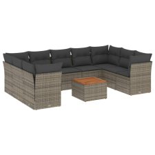 vidaXL 10 részes szürke polyrattan kerti ülőgarnitúra párnákkal (3223806) kerti bútor