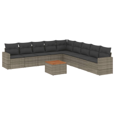 vidaXL 10 részes szürke polyrattan kerti ülőgarnitúra párnákkal (3224170) kerti bútor