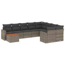 vidaXL 10 részes szürke polyrattan kerti ülőgarnitúra párnákkal (3224289) kerti bútor