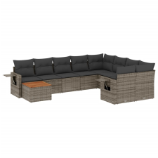 vidaXL 10 részes szürke polyrattan kerti ülőgarnitúra párnákkal (3224730) kerti bútor