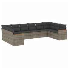 vidaXL 10 részes szürke polyrattan kerti ülőgarnitúra párnákkal (3226326) kerti bútor