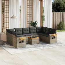 vidaXL 10 részes szürke polyrattan kerti ülőgarnitúra párnákkal (3227124) kerti bútor