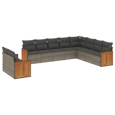 vidaXL 10 részes szürke polyrattan kerti ülőgarnitúra párnákkal (3227796) kerti bútor