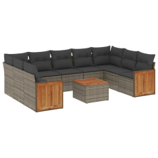vidaXL 10 részes szürke polyrattan kerti ülőgarnitúra párnákkal (3227964) kerti bútor