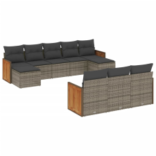 vidaXL 10 részes szürke polyrattan kerti ülőgarnitúra párnákkal (3228097) kerti bútor
