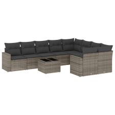 vidaXL 10 részes szürke polyrattan kerti ülőgarnitúra párnákkal (3251787) kerti bútor