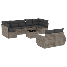 vidaXL 10 részes szürke polyrattan kerti ülőgarnitúra párnákkal (3254167) kerti bútor