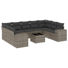 vidaXL 10 részes szürke polyrattan kerti ülőgarnitúra párnákkal (3255347) kerti bútor