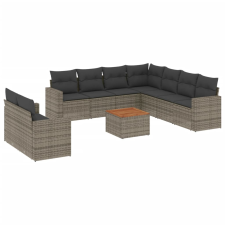 vidaXL 10 részes szürke polyrattan kerti ülőgarnitúra párnákkal (3256522) kerti bútor