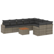 vidaXL 10 részes szürke polyrattan kerti ülőgarnitúra párnákkal (3256613) kerti bútor