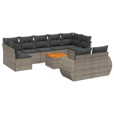 vidaXL 10 részes szürke polyrattan kerti ülőgarnitúra párnákkal (3257488) kerti bútor