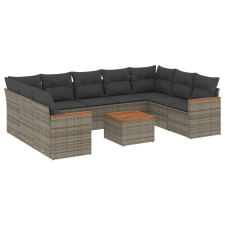 vidaXL 10 részes szürke polyrattan kerti ülőgarnitúra párnákkal (3258686) kerti bútor