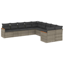 vidaXL 10 részes szürke polyrattan kerti ülőgarnitúra párnákkal (3258756) kerti bútor