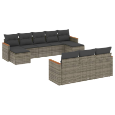 vidaXL 10 részes szürke polyrattan kerti ülőgarnitúra párnákkal (3258819) kerti bútor