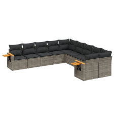 vidaXL 10 részes szürke polyrattan kerti ülőgarnitúra párnákkal (3259596) kerti bútor