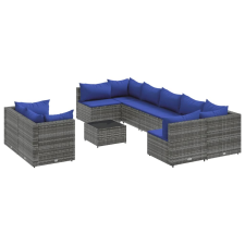 vidaXL 10 részes szürke polyrattan kerti ülőgarnitúra párnákkal (3308311) kerti bútor