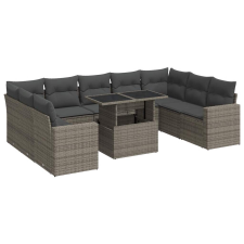 vidaXL 10 részes szürke polyrattan kerti ülőgarnitúra párnákkal (3326381) kerti bútor